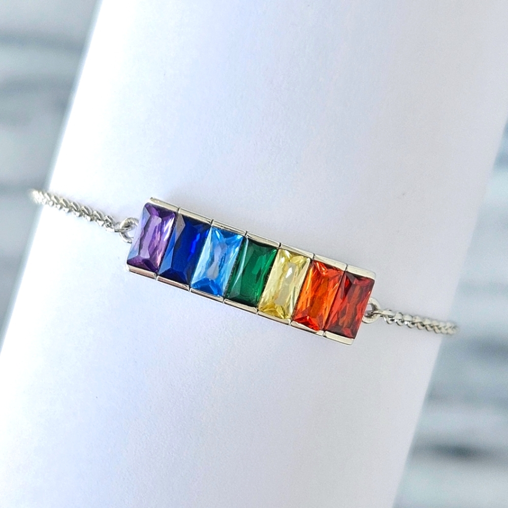 925 Sterling Silver Multicolor Gemstone Bracelet, Charmed Aroma Rainbow 2019